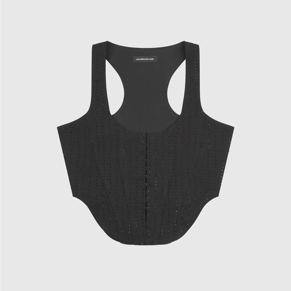 BLACK DENIM RHINESTONE CORSET! - Picture 2 of 4